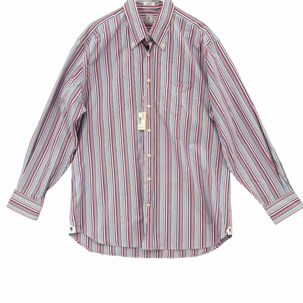 Peter Millar Multi Stripe Button Down Shirt Size 17 43 Classic Fit Cotton NWT - Picture 5 of 16